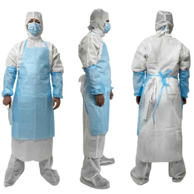 Фартух на зав'язках одноразовоий, спанбонд ламінований, щільність 45-50г/м2